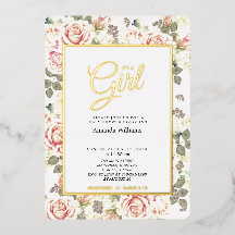 ヴィンテージエレガントバラ、ベビーシャワー金ゴールド