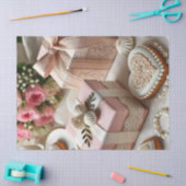 ヴィンテージエレガントバレンタインのギフトボックス 薄葉紙 (クラフト)