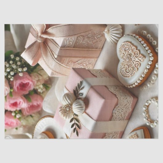 ヴィンテージエレガントバレンタインのギフトボックス 薄葉紙 (正面)