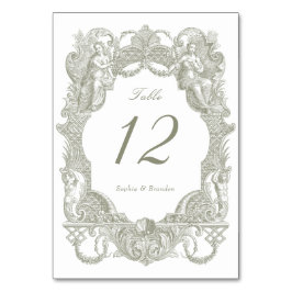 ヴィンテージエレガントバロックのセージのトワ結婚ールフレーム テーブルナンバー