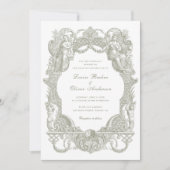 ヴィンテージエレガントバロックのセージのトワ結婚ールフレーム 招待状 (正面)