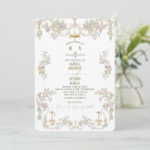 ヴィンテージエレガントバロックの水の色の結婚式花 招待状 (スタンド正面)