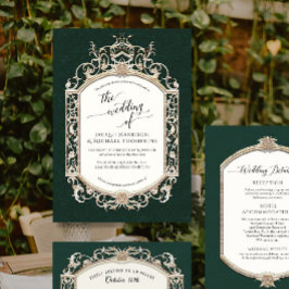 ヴィンテージエレガントバロックビクトリアンエメラルドn金ゴールド 招待状