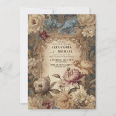 ヴィンテージエレガントバロックビクトリアンクリームベージュ色金ゴールド 招待状 (正面)