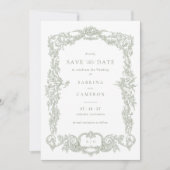 ヴィンテージエレガントバロックフランスのセージ日付の保存 招待状 (正面)