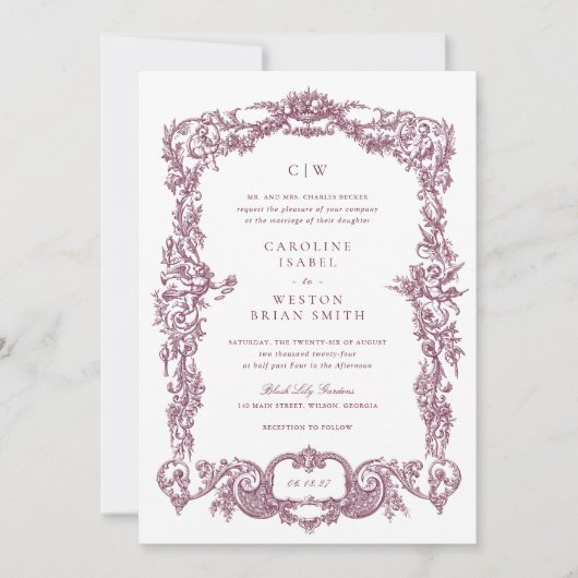 ヴィンテージエレガントバロックフランスのブルゴーニュ枠 招待状 (正面)