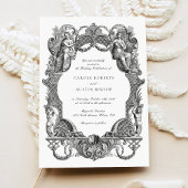 ヴィンテージエレガントバロックフローラトイルフレ結婚ーム 招待状