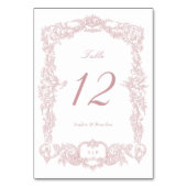 ヴィンテージエレガントバロックフローラフレームほこりっぽいバラ テーブルナンバー (正面)