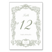 ヴィンテージエレガントバロックフローラフレームセージグリーン テーブルナンバー (裏面)