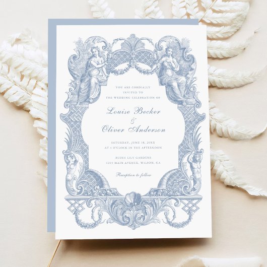 ヴィンテージエレガントバロックフローラフレ結婚ーム 招待状