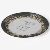 ヴィンテージエレガントバロックブラック&金ゴールドブライダル茶 ペーパープレート (アングル)