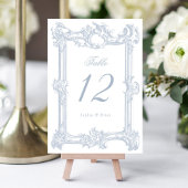 ヴィンテージエレガントバロック式フレームダスティブルー結婚ズ テーブルナンバー