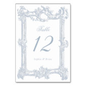 ヴィンテージエレガントバロック式フレームダスティブルー結婚ズ テーブルナンバー (正面)