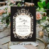 ヴィンテージエレガントバロック様式のスクロールワーク白黒 箔招待状