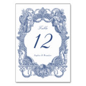 ヴィンテージエレガントバロック海軍ブルーフレーム結婚ズ テーブルナンバー (裏面)