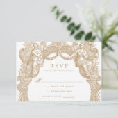 ヴィンテージエレガントバロック語トイルフレームウェディングRSVP 招待状 (スタンド正面)