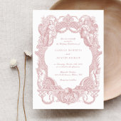 ヴィンテージエレガントバロック赤面トイレフレ結婚ーム 招待状