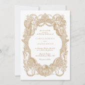 ヴィンテージエレガントバロック金ゴールドトイルフレ結婚ーム 招待状 (正面)