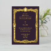 ヴィンテージエレガントバロックRococoフレーム結婚ズ 箔招待状 (立ち正面)