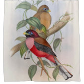 ヴィンテージエレガントバードシャカラフルワーカーテン シャワーカーテン (正面)