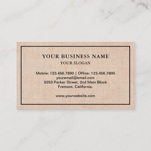 ヴィンテージエレガントバーラップハニービーキーパー 名刺 (裏面)