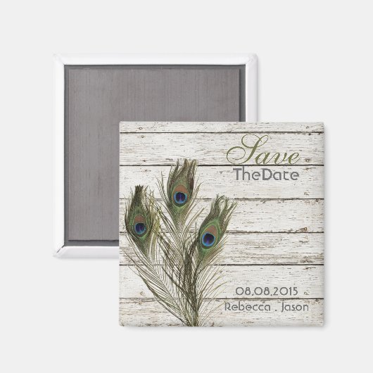 ヴィンテージエレガントバーンウッドピーコックは日付を保存する マグネット (正面/裏面)