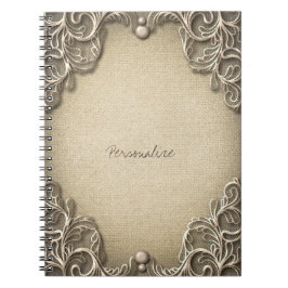 ヴィンテージエレガントバ素朴ーラップレースウエスタングラム ノートブック