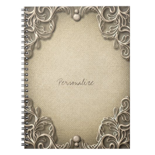 ヴィンテージエレガントバ素朴ーラップレースウエスタングラム ノートブック (正面)