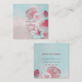 ヴィンテージエレガントパステルピンクブルーフラワーズ スクエア名刺 (正面/裏面)
