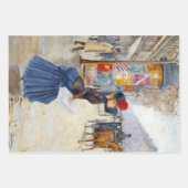 ヴィンテージエレガントパフランスのリ女性デクページ ラッピングペーパーシート (正面)