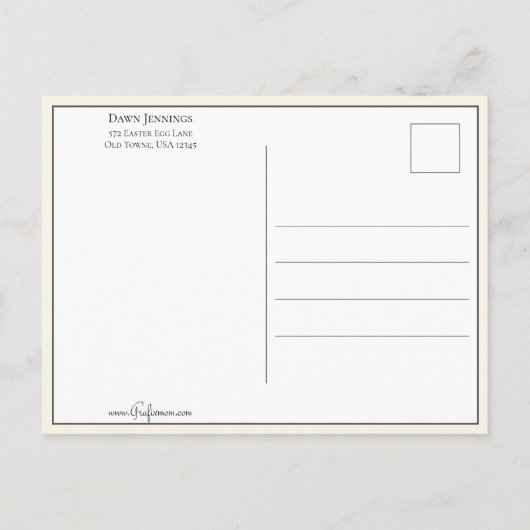 ヴィンテージエレガントパンジーとイースターの挨拶 ポストカード (裏面)