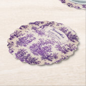 ヴィンテージエレガントパープルトイレデジュイブライダルシャワー ペーパーコースター (アングル)