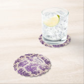 ヴィンテージエレガントパープルトイレデジュイブライダルシャワー ペーパーコースター (インサイチュ)