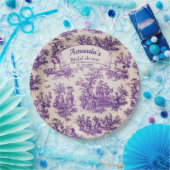 ヴィンテージエレガントパープルトイレデジュイブライダルシャワー ペーパープレート (パーティー)