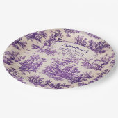 ヴィンテージエレガントパープルトイレデジュイブライダルシャワー ペーパープレート (アングル)