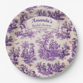 ヴィンテージエレガントパープルトイレデジュイブライダルシャワー ペーパープレート