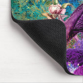 ヴィンテージエレガントパープルピーコックティール(緑がかった色) マウスパッド (コーナー)