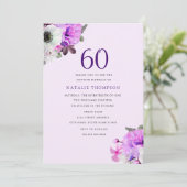 ヴィンテージエレガントパープルフラワー60誕生日招待状 招待状 (スタンド正面)