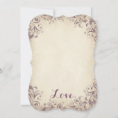 ヴィンテージエレガントパープルフレア結婚式招待状 招待状 (裏面)