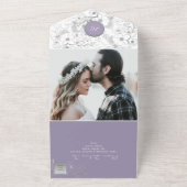ヴィンテージエレガントパープル結婚ズ オールインワン招待状 (外側)