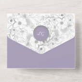 ヴィンテージエレガントパープル結婚ズ オールインワン招待状 (裏面)