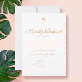 ヴィンテージエレガントパームツリートロピカル結婚ズ 出欠カード