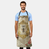 ヴィンテージエレガントビー植物全周プリントエプロン エプロン (着用した状態)