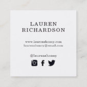 ヴィンテージエレガントビー |ソーシャルメディアのアイコン スクエア名刺 (裏面)