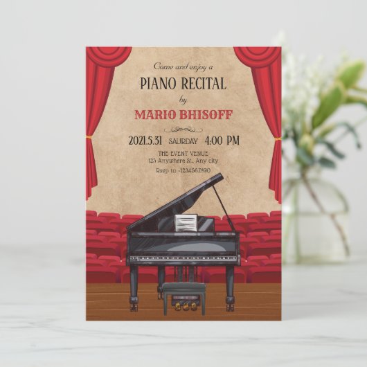 ヴィンテージエレガントピアノ演奏会リサイタルステージ 招待状 (スタンド正面)
