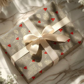 ヴィンテージエレガントピネコーンアンドベリーズホリデイ ラッピングペーパー