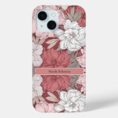 ヴィンテージエレガントピンクと白のフローラ名前をカスタムする Case-Mate iPhoneケース (裏面)