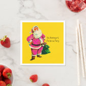 ヴィンテージエレガントピンクのサンタのクリスマスパーティー スタンダードカクテルナプキン (インサイチュ)