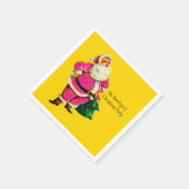 ヴィンテージエレガントピンクのサンタのクリスマスパーティー スタンダードカクテルナプキン (角)