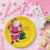 ヴィンテージエレガントピンクのサンタのクリスマスパーティー ペーパープレート (パーティー)